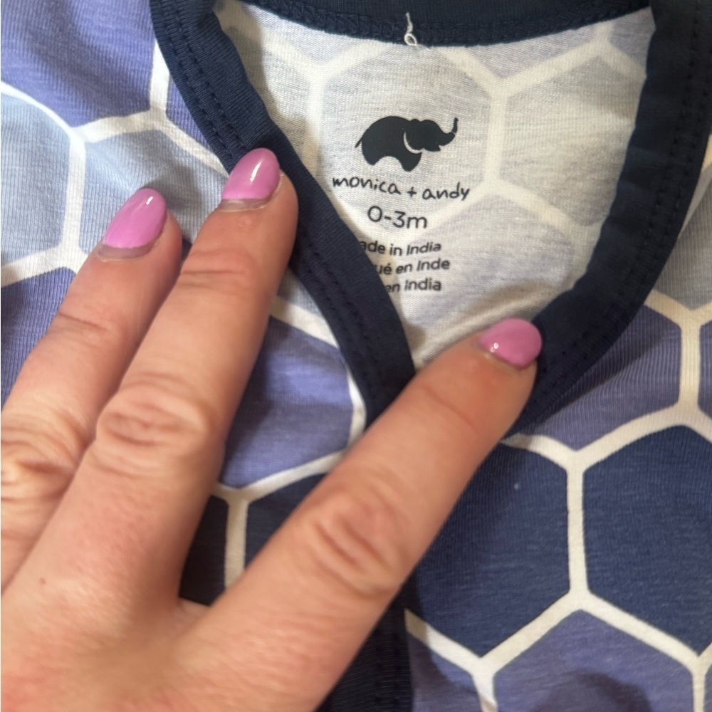 Blue Hexagon Pattern Baby Onesie - Picture 3 of 3